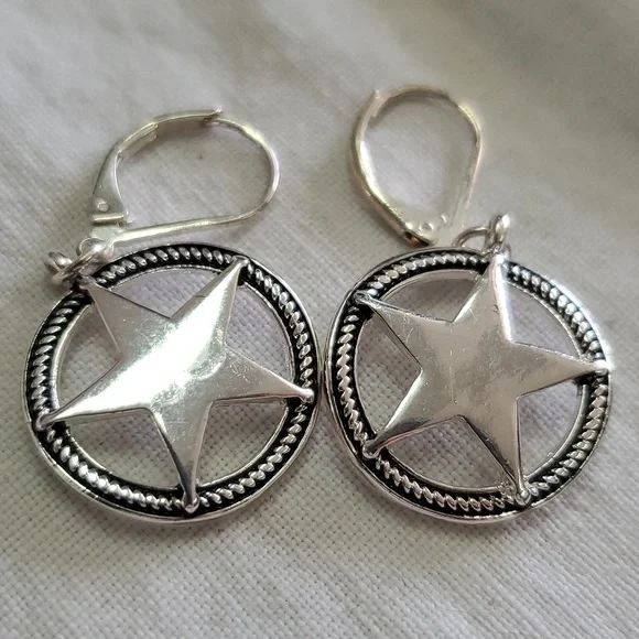 Stainless steel star French‎ hook earrings - Picture 2 of 3